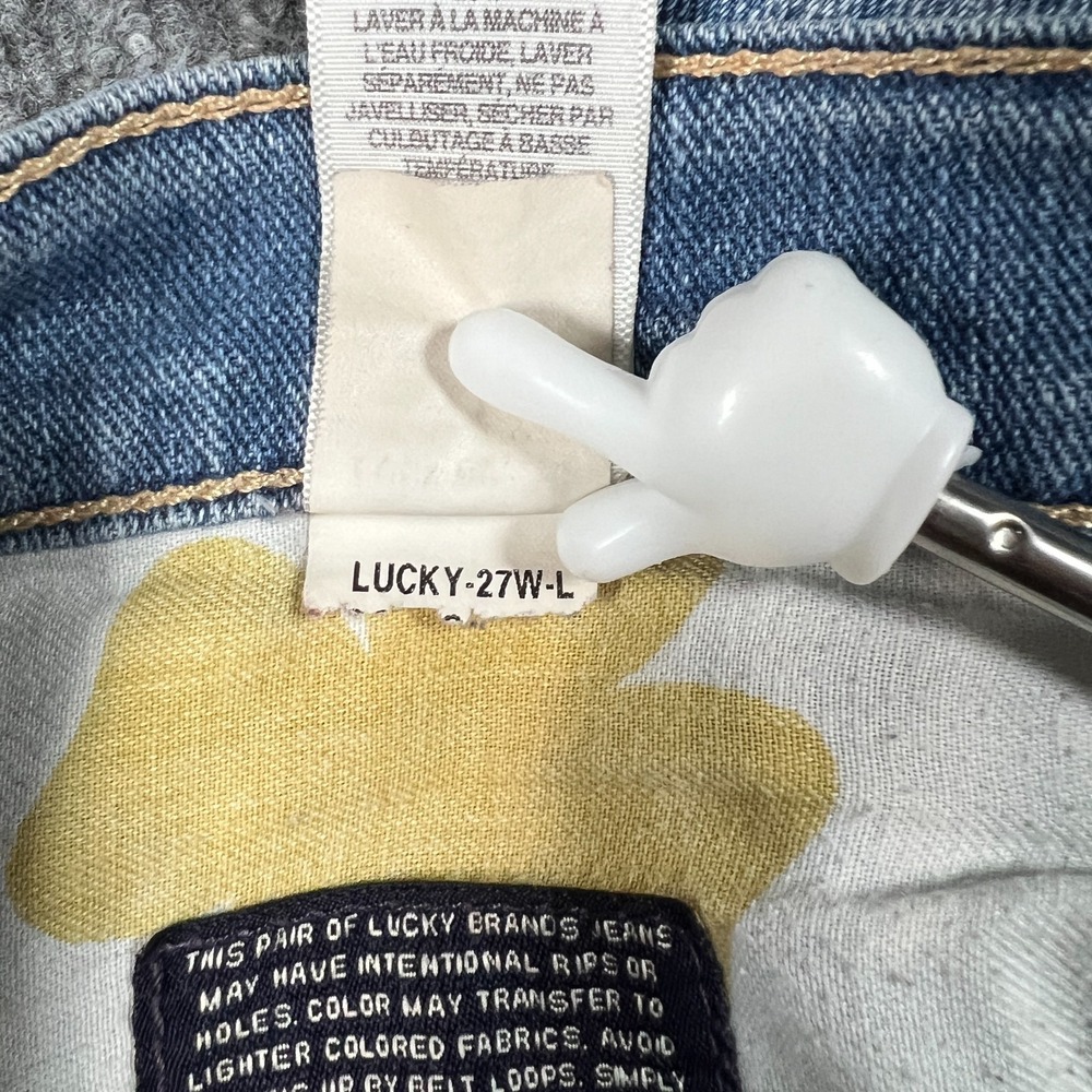 Lucky Brand Sienna Cigarette Straight Jeans Women 4/27 Blue Patchwork Distressed - Picture 12 of 15